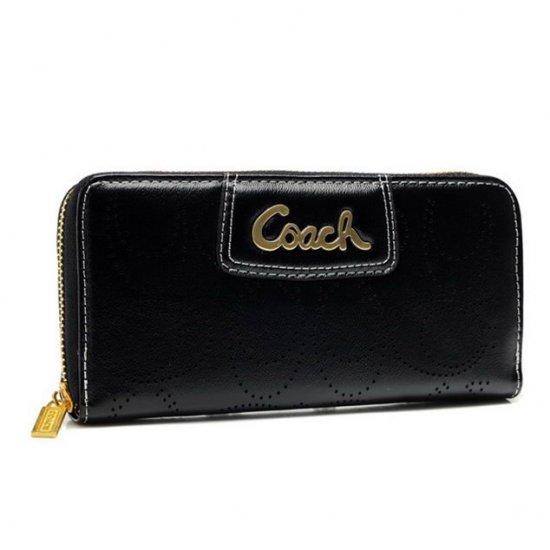 Coach Perforated Logo Large Black Wallets AXP | Coach Outlet Canada